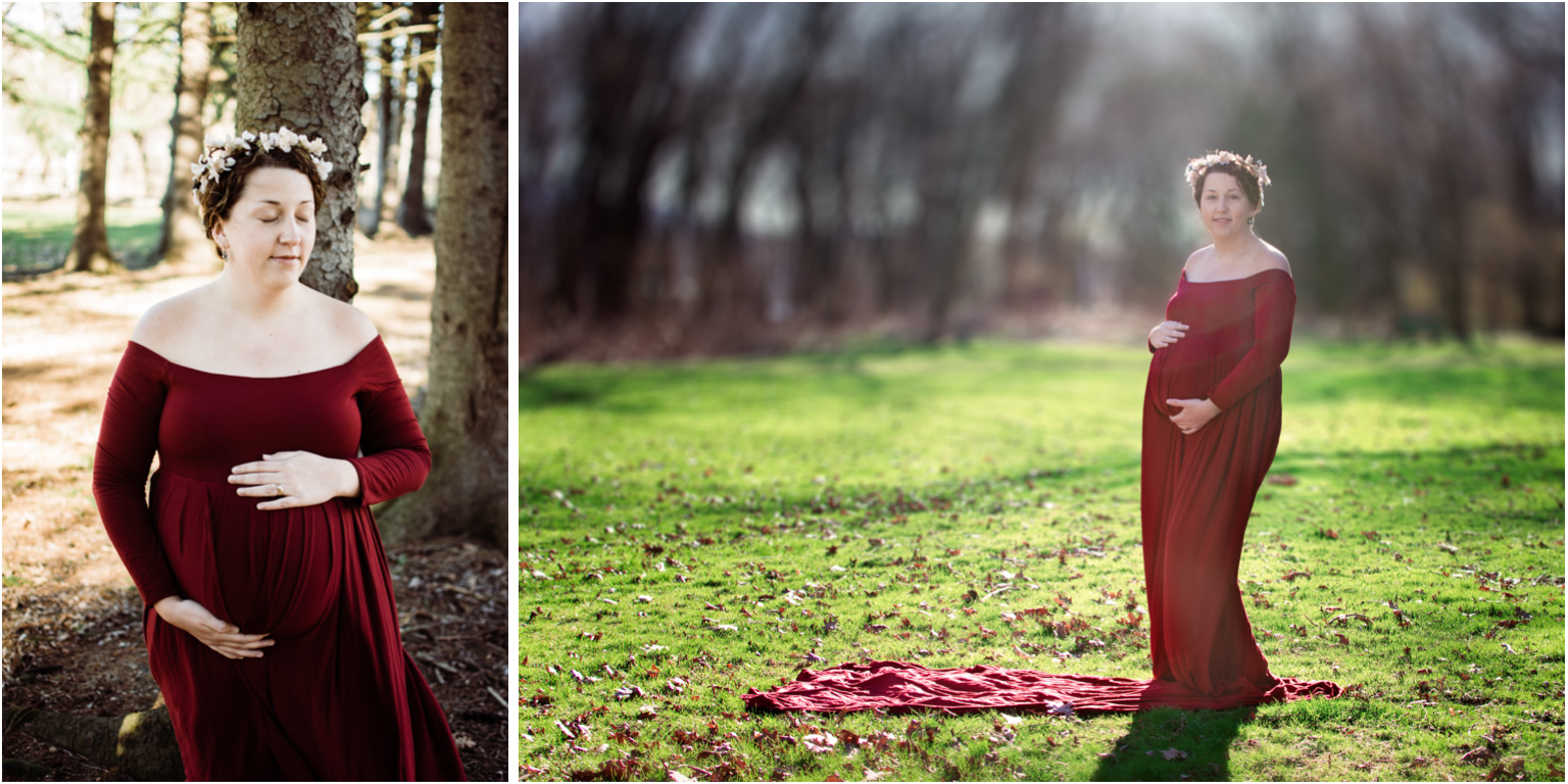 Maternity Photography Brand Video Red Gown outdoor