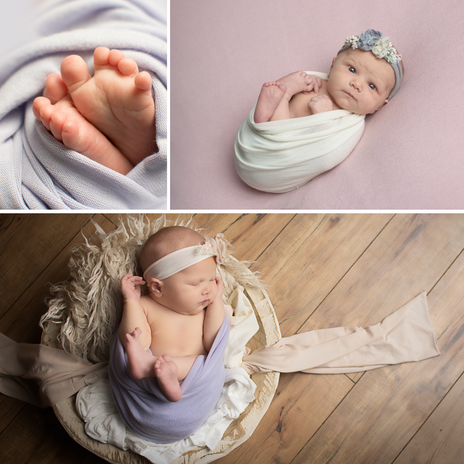 newborn photography wooden floors bowls wraps tiny details