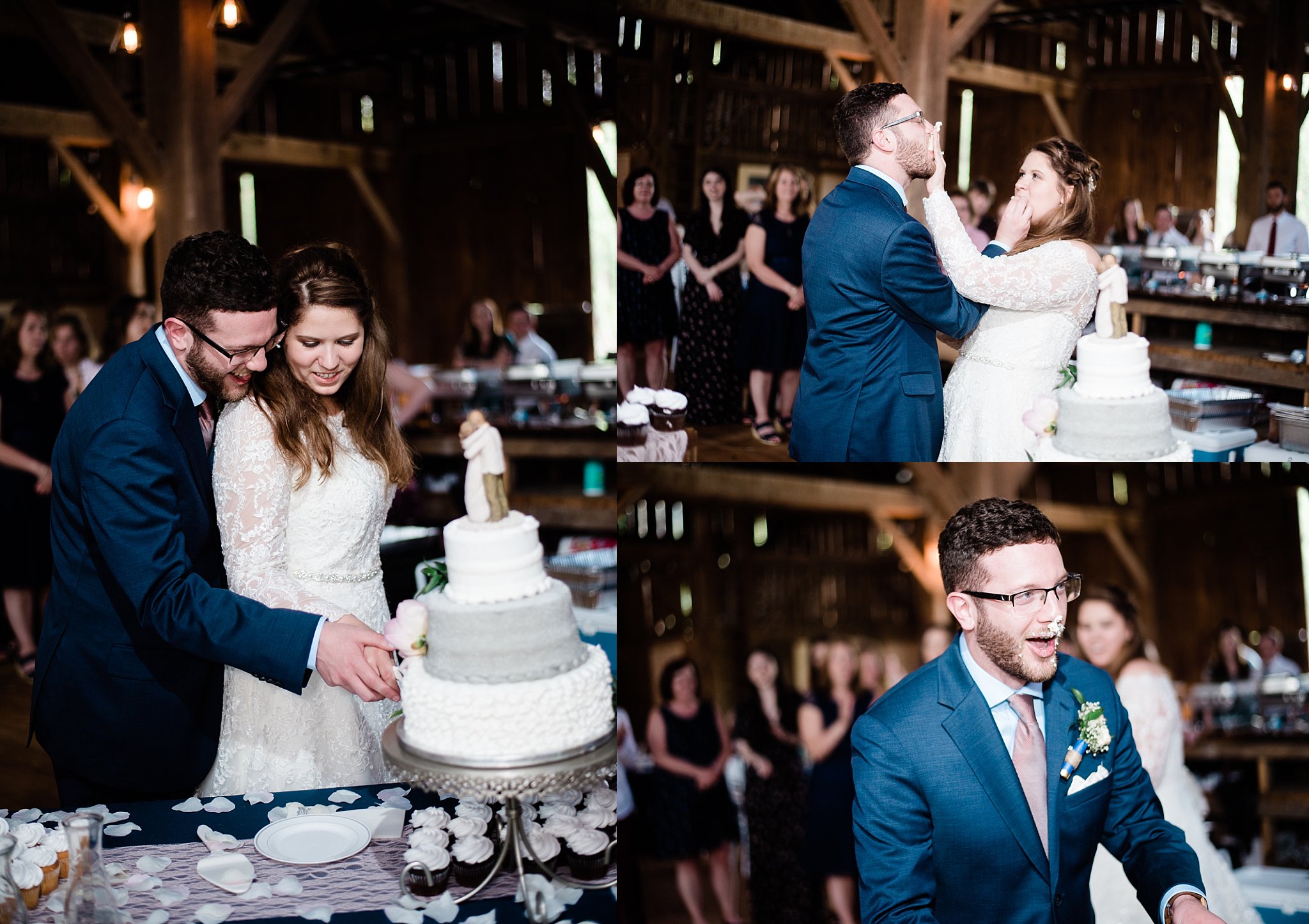 pine creek barn wedding couple cake