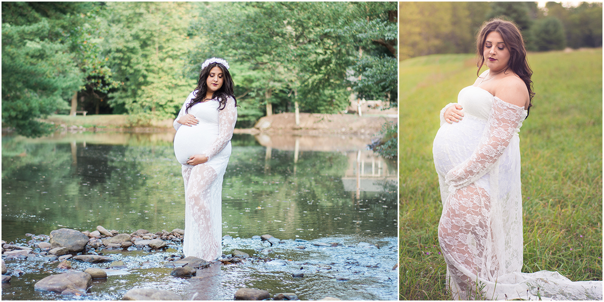 Maternity PHotography waterfront lace dress floral crown