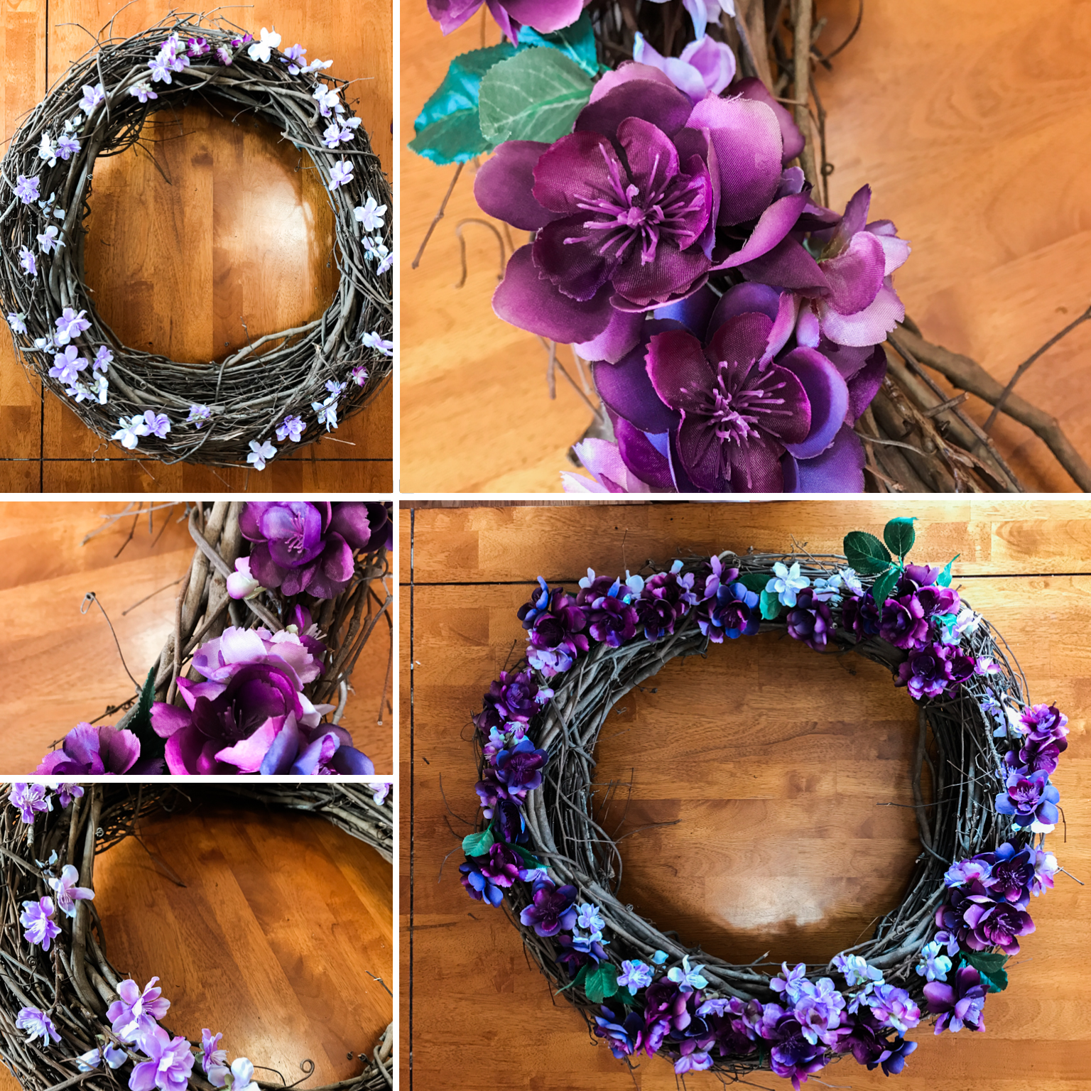 Newborn Wreath Prop Purple flowers customizeable easy DIy