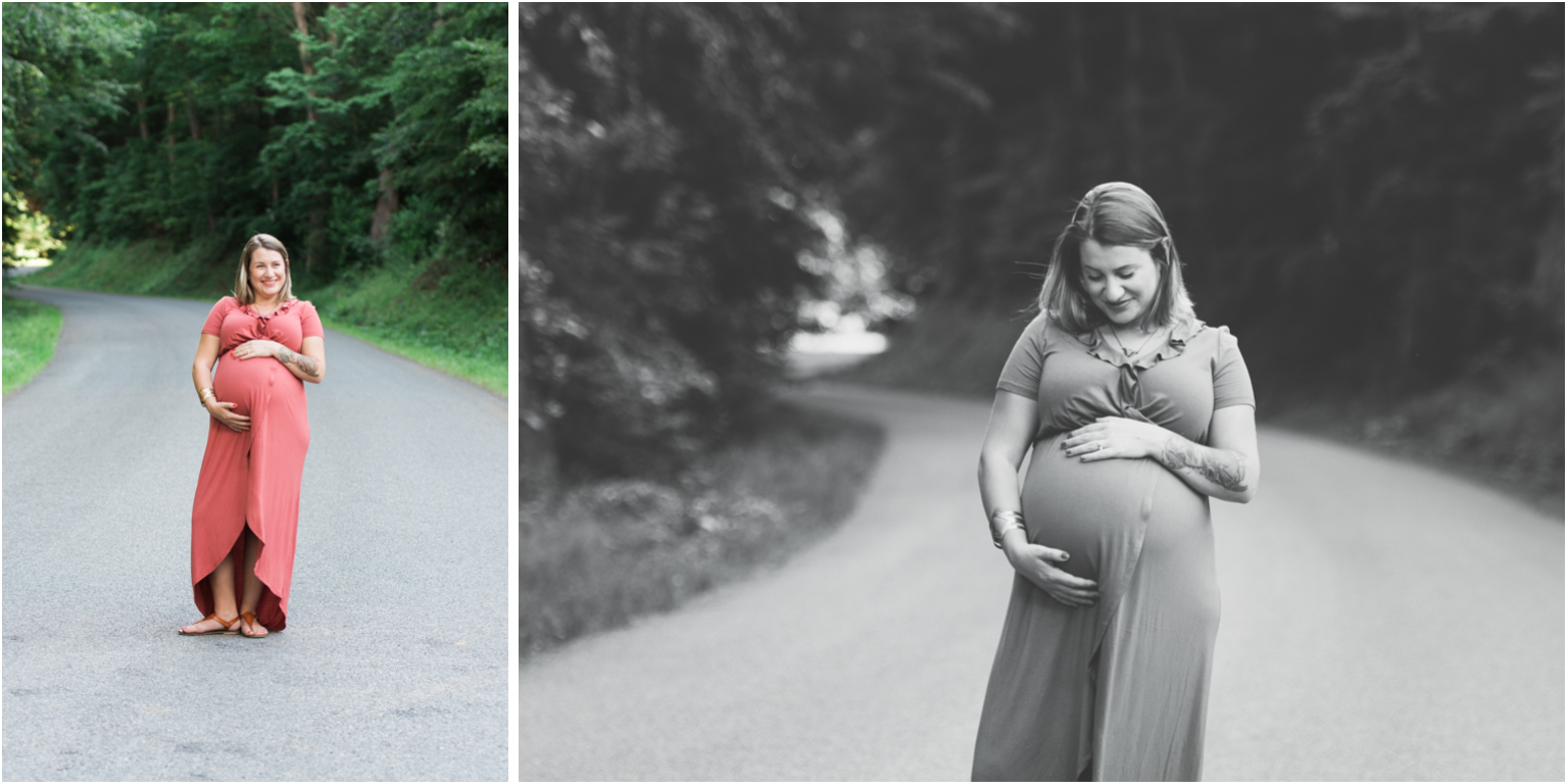 Maternity Session outdoors Williamsport PA counter glowing momma