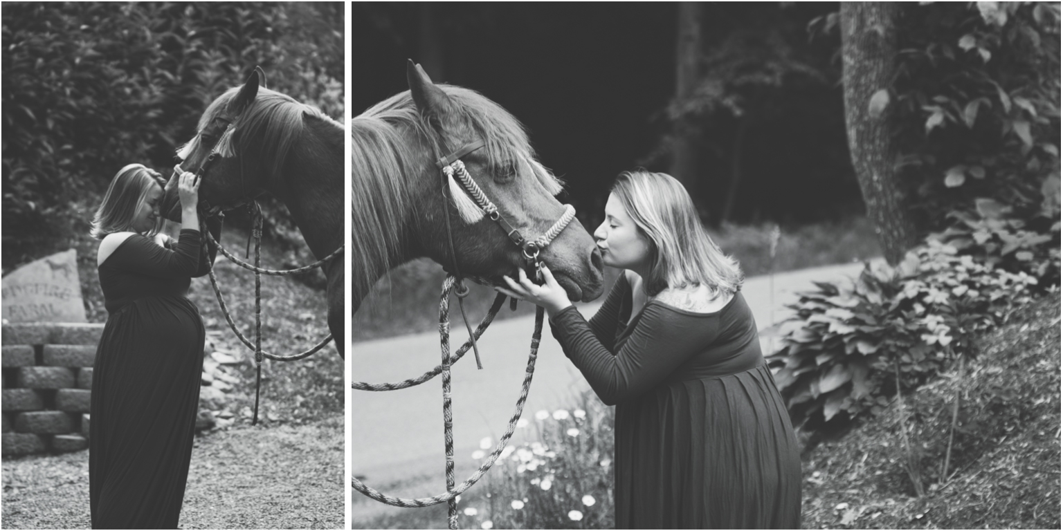 Maternity Session outdoors Williamsport PA counter glowing momma horse equestrian