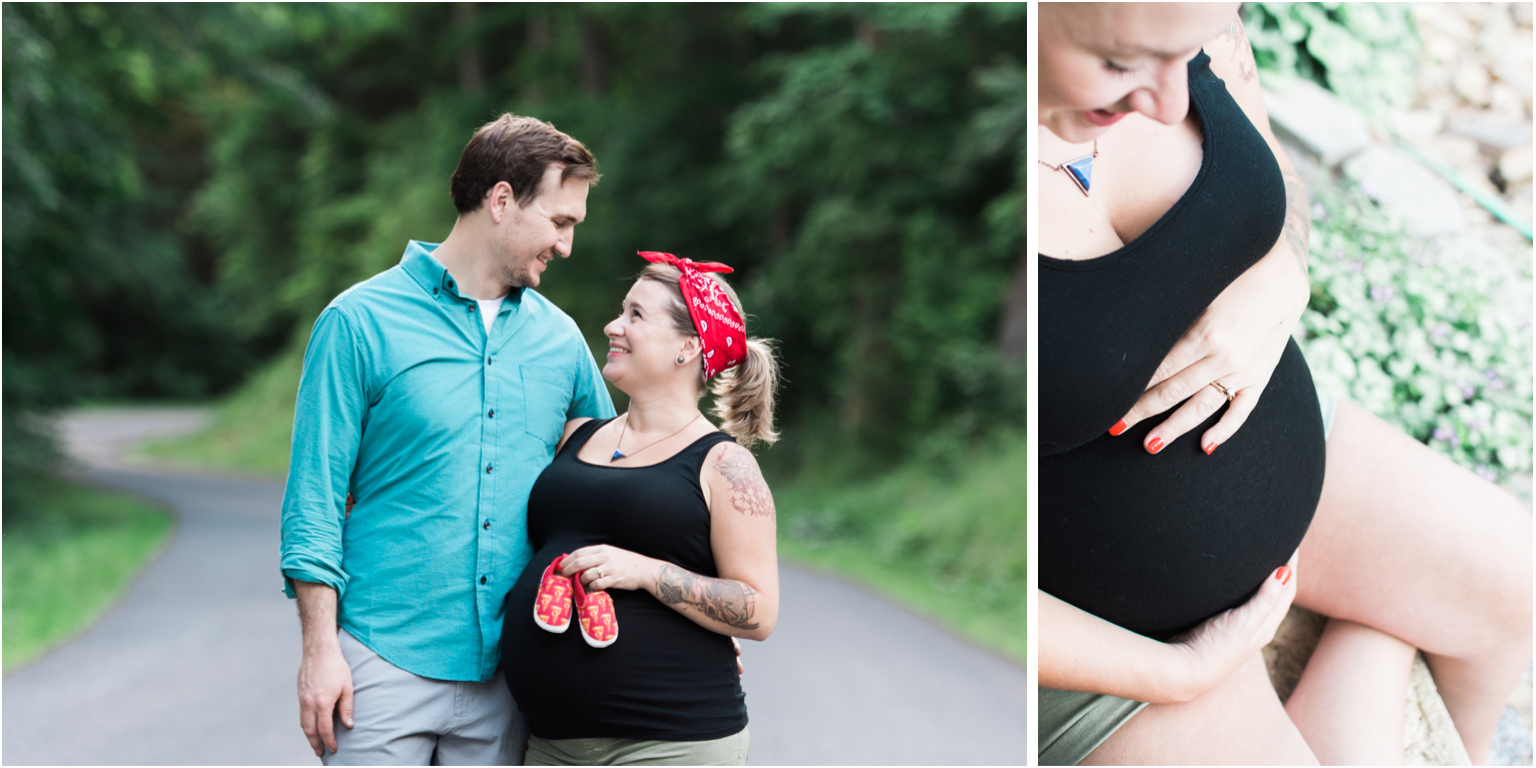 Maternity Session outdoors Williamsport PA country road details pizza shoes