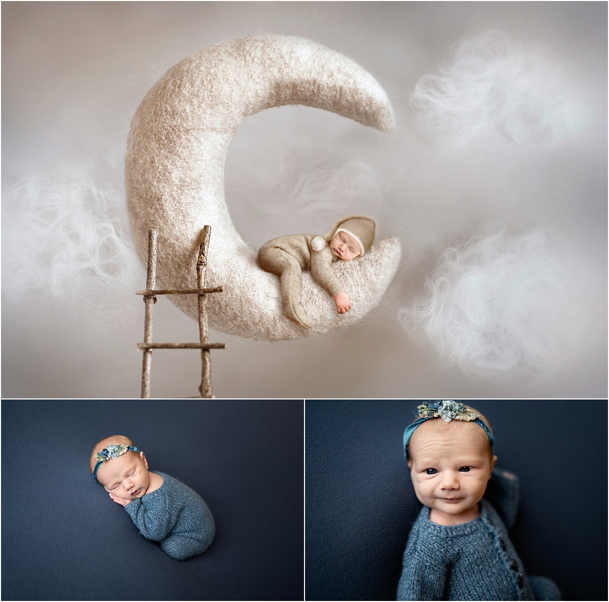 Newborn Baby Girl Isla Navy Blue and White Williamsport, PA Amanda Steinbacher Photography