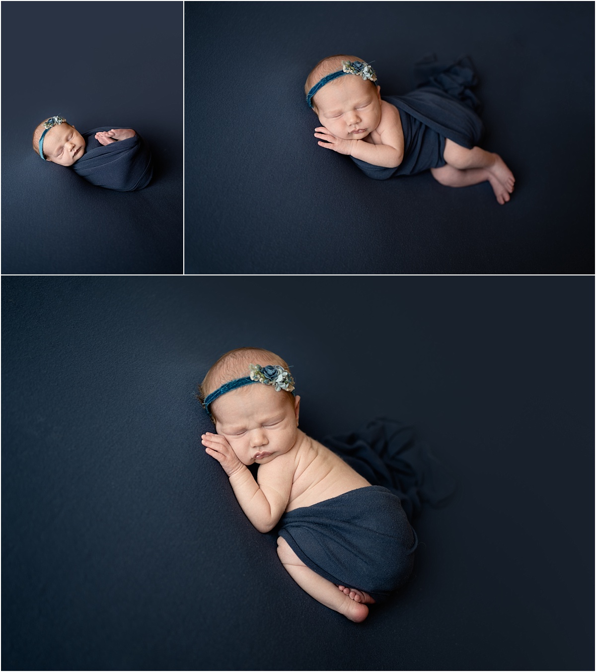 Newborn Baby Girl Isla Navy Blue and White Williamsport, PA Amanda Steinbacher Photography