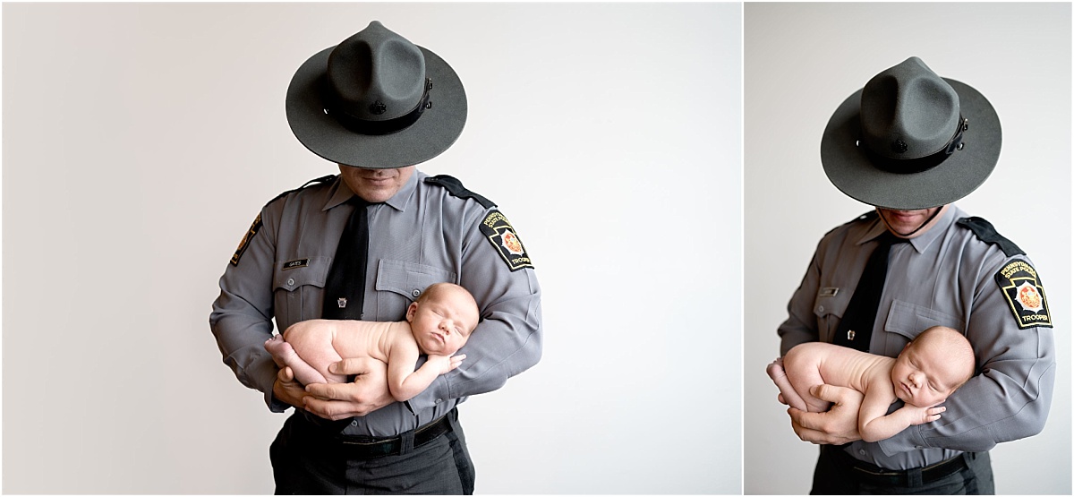 Newborn Baby Boy Photography Williamsport PA State Police Grey Blue